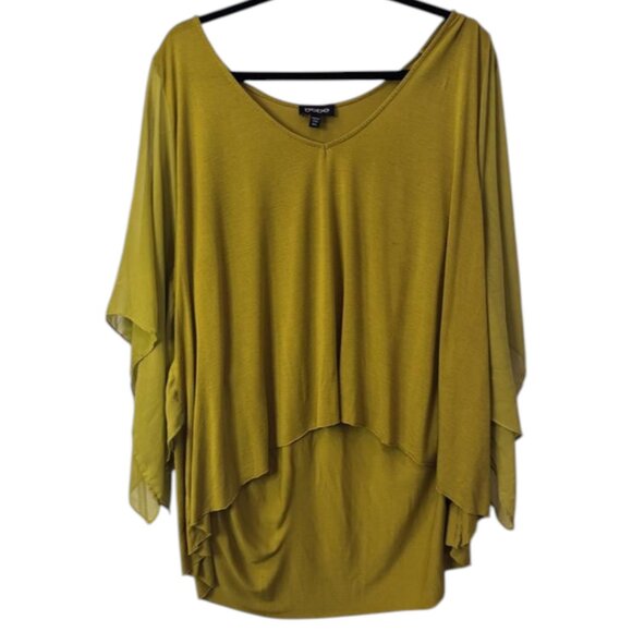 Bebe yellow v-neck poncho style top size US L - Picture 2 of 7